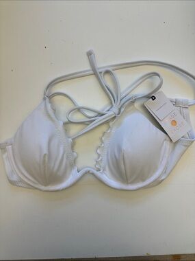 Shade & Shore White Halter Padded Bikini Top